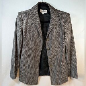 Valentino Miss V Gray Herringbone Blazer